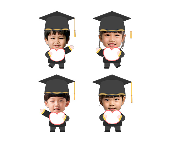 졸업, 수료 피켓 든 아이 합성이미지