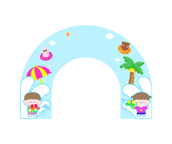 물총 축제 입구 간판 (문구없음)