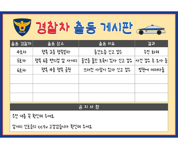 경찰차 출동 게시판