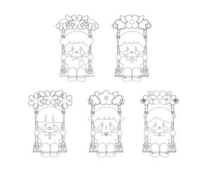 꽃 그네 타는 아이 색칠 모음