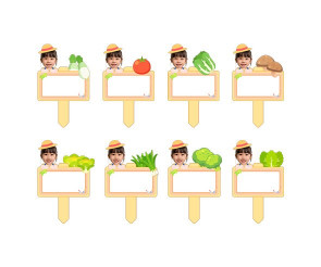 채소 푯말 화분 합성 이름표