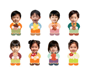 앉아있는 아이(가을) 합성이미지