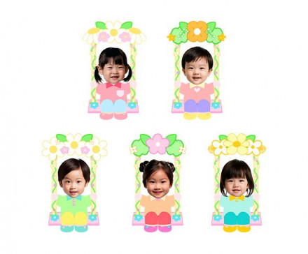 꽃 그네 타는 아이 합성이미지