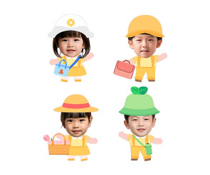 봄 소풍 가는 아이 합성이미지