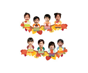 나뭇가지에 앉아있는 아이(가을) 합성이미지