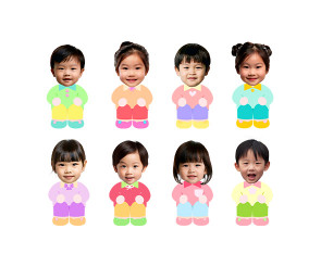 앉아있는 아이 합성이미지