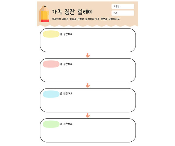 가족 칭찬 릴레이