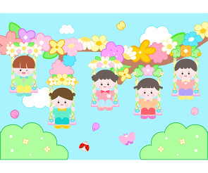 꽃 그네 배경