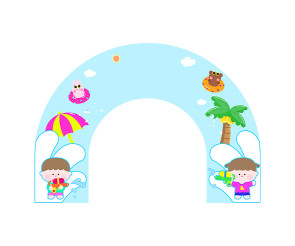 물총 축제 입구 간판 (문구없음)