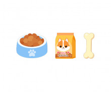 강아지 사료, 밥그릇, 뼈다귀