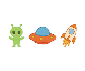 로켓, 우주선, 외계인