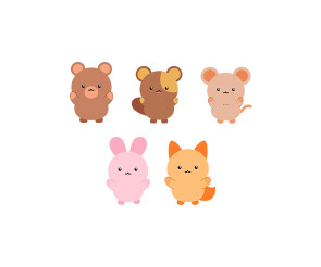동물(곰,다람쥐,여우,쥐,토끼)