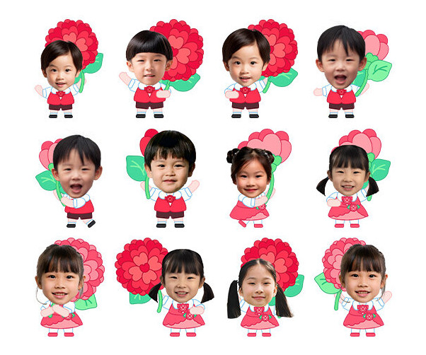 카네이션 들고 있는 아이 합성이미지
