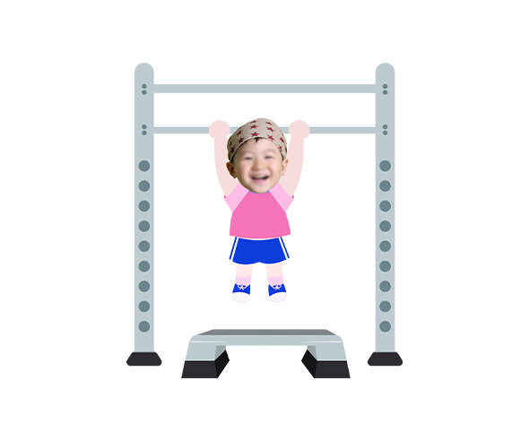 철봉 매달리는 아이 합성이미지