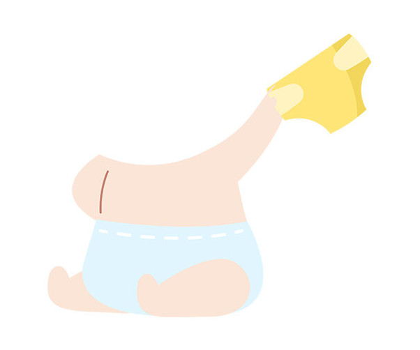 기저귀 들고 있는 아이 합성이미지
