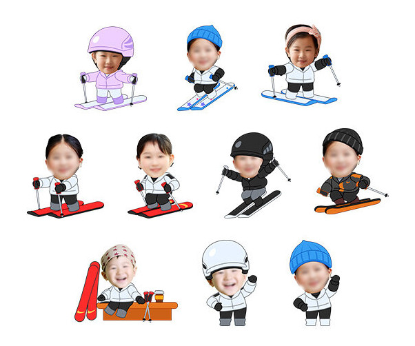 스키장에 있는 아이 합성이미지
