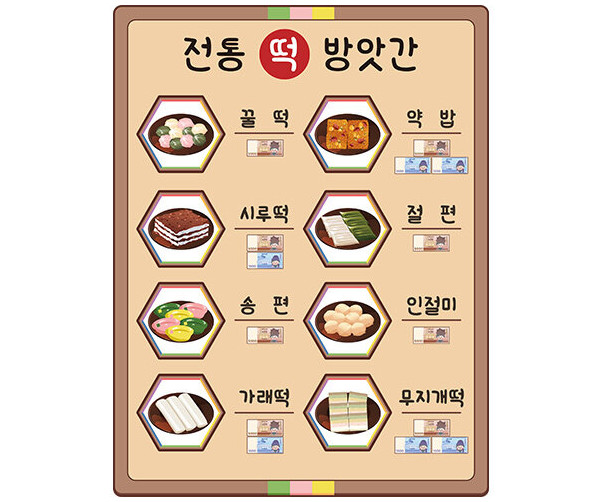 떡 방앗간 메뉴판(지폐)