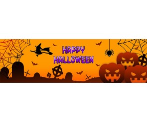 [개별도안] HAPPY HALLOWEEN 가로 배너(주황)