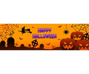 [개별도안] HAPPY HALLOWEEN 가로 배너(주황)