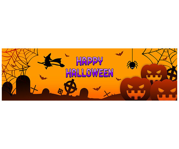 [개별도안] HAPPY HALLOWEEN 가로 배너(주황)