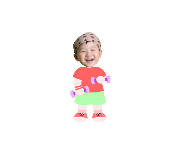 아령 드는 아이 합성이미지