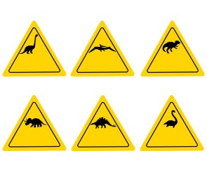 공룡 삼각형 표지판(문구없음)