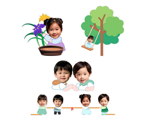 전통놀이, 풍습 체험하는 아이 합성이미지