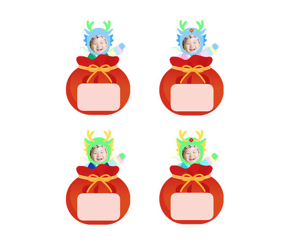 복주머니 속 청룡(한복) 합성 라벨