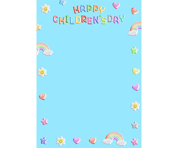 HAPPY CHILDRENS DAY 테두리 (하늘) (세로)
