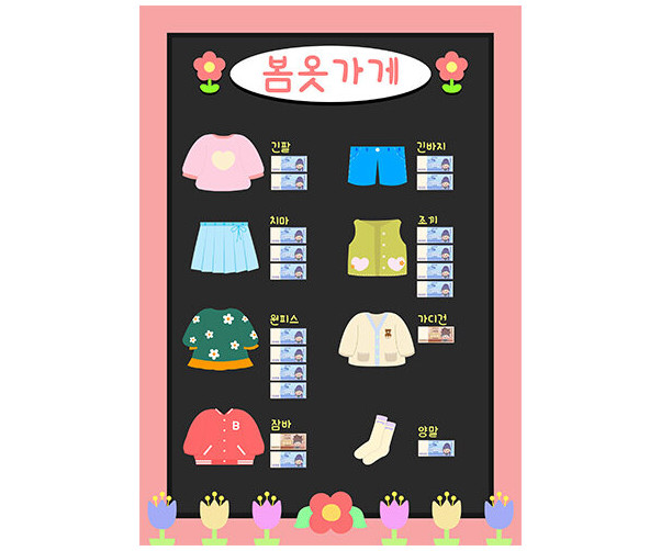 봄옷 가게 메뉴판(지폐)
