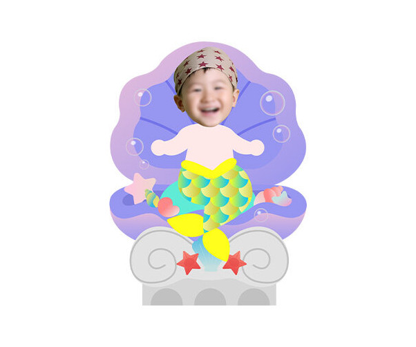 보라 조개에 앉아 있는 인어 합성이미지(남아)
