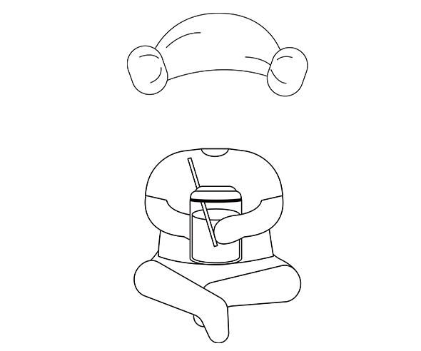 [색칠용] 찜질하는 아이 합성이미지