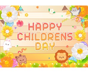 happy childrens day 데이지 풍선 동물 배경