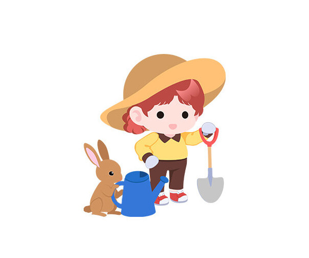 토끼와 삽 든 아이