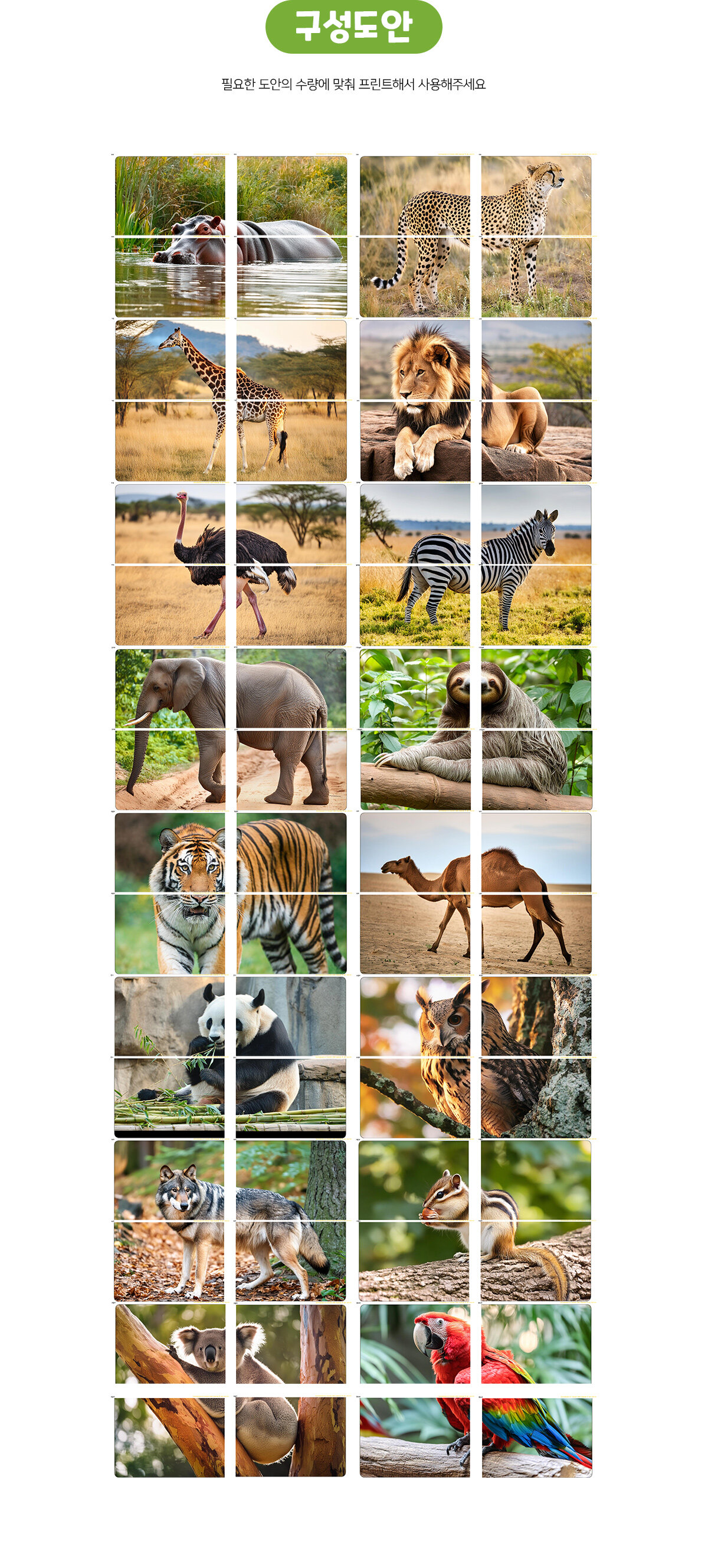 육지동물대형퍼즐맞추기