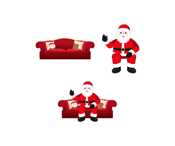 소파에 앉아있는 산타