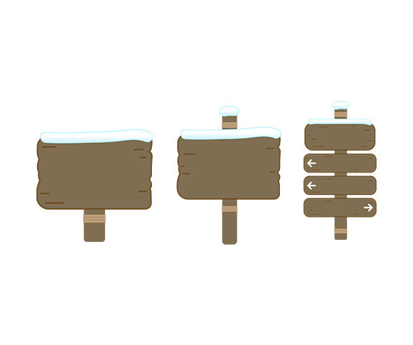 나무 팻말 (눈 쌓인)