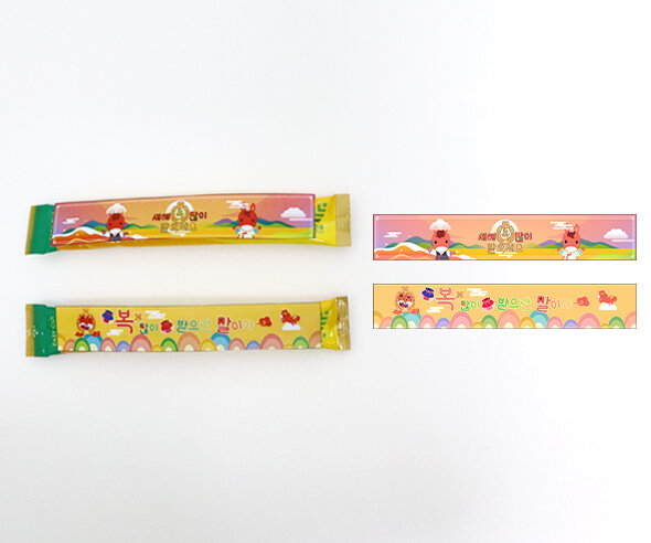 새해 붉은 말 커피스틱 라벨