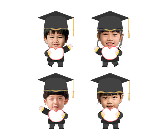 졸업, 수료 피켓 든 아이 합성이미지