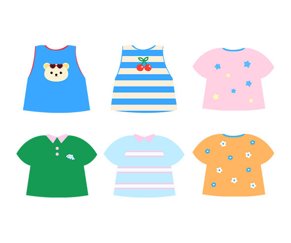 옷(반팔, 셔츠, 민소매)