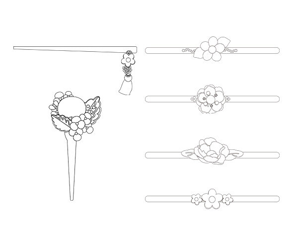 한복 장신구 색칠 모음