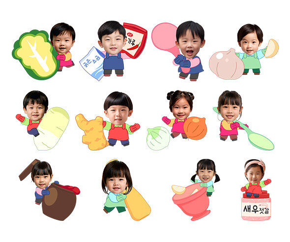 김장 재료와 아이 합성이미지