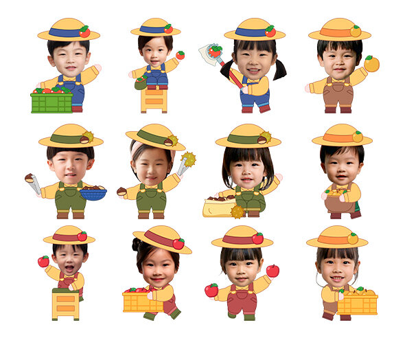 과수원 농부 합성이미지