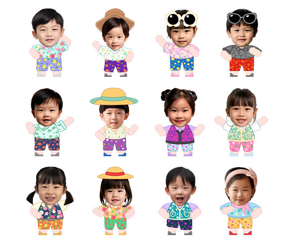 시골 옷 입은 아이 합성이미지