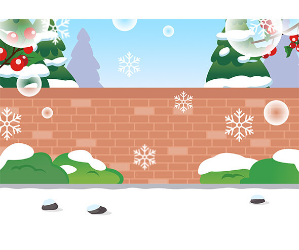 눈 내리는 담벼락 배경