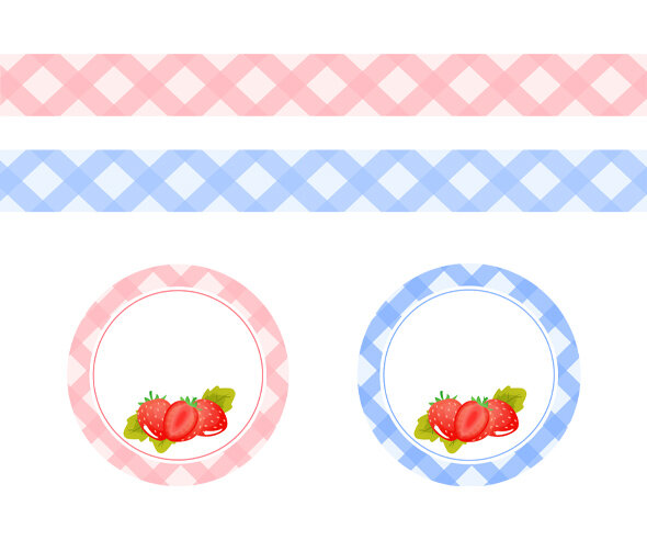 딸기 띠지 체크 라벨