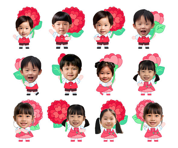 카네이션 들고 있는 아이 합성이미지