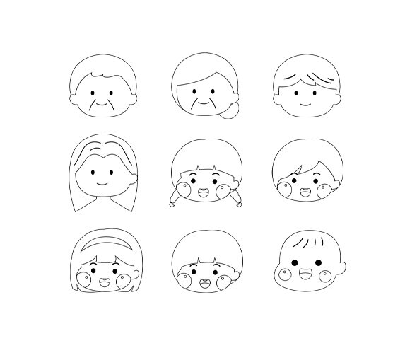 가족 얼굴 색칠 모음