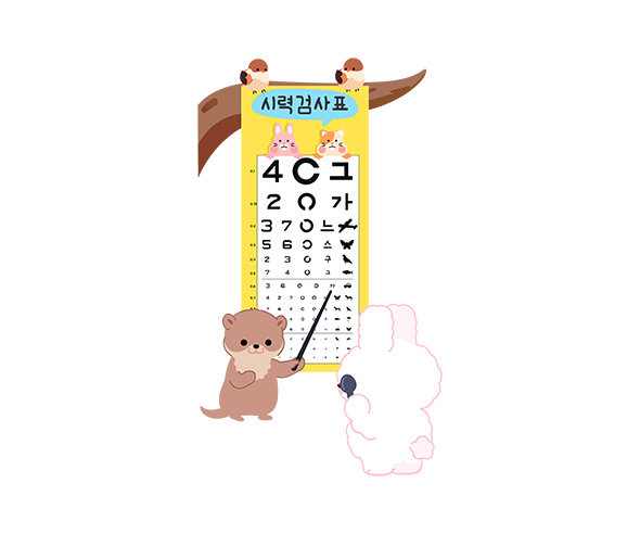 시력 검사하는 토끼