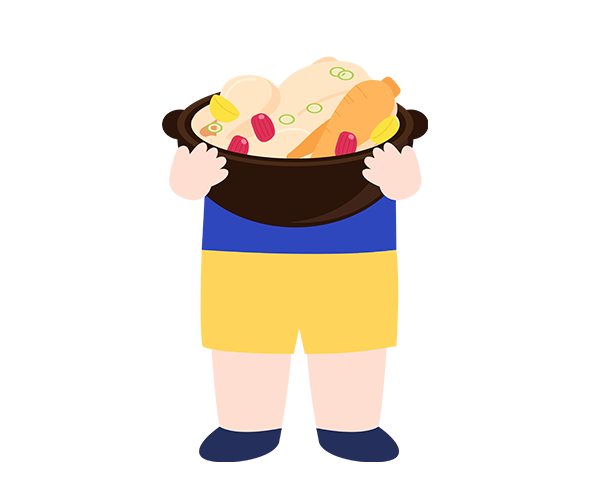 삼계탕 들고 있는 아이 합성이미지